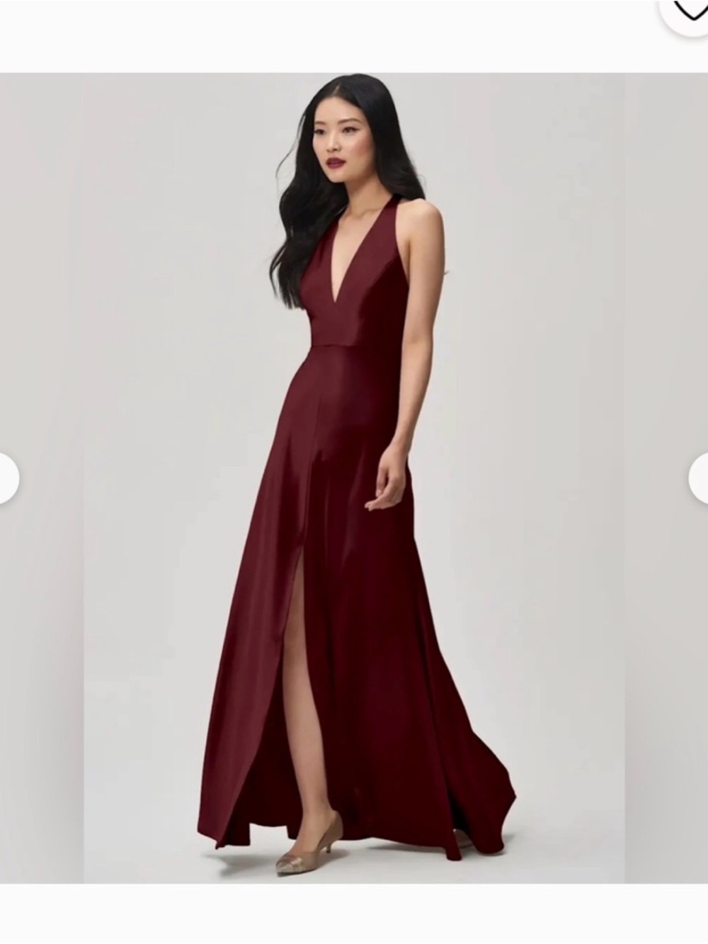Jenny Yoo (Anthropologie/BHLDN) Deep Burgundy Sleeveless V-Neck Maxi Gown